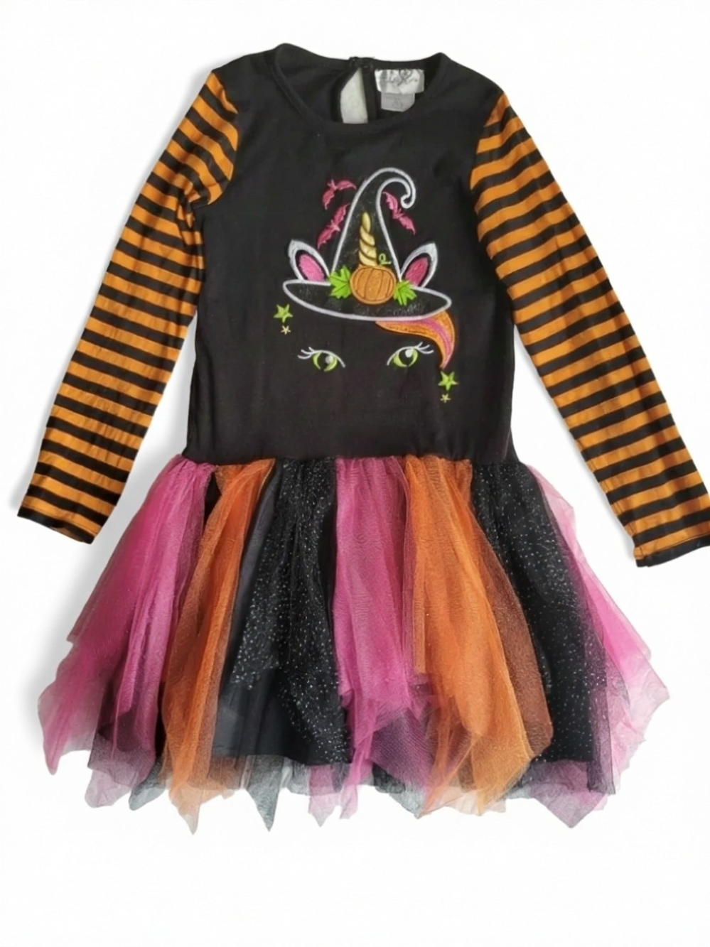 Emily Rose Black Witch Unicorn Tutu Dress with Orange and Pink Accents Size 5